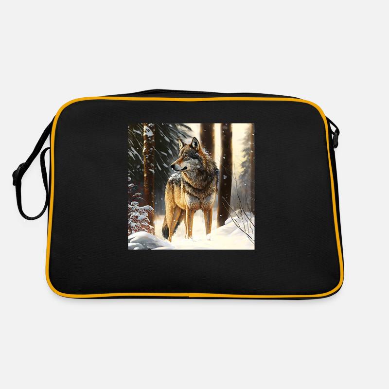 Loup dans la forêt enneigée Sac Retro