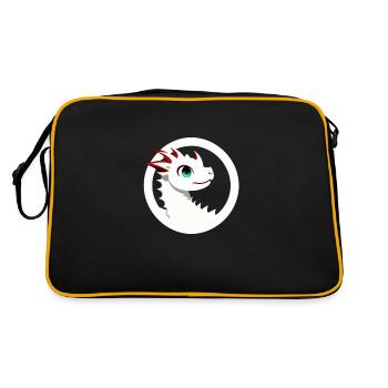Cartoon Drache Feuer Fantasie Comic Drachen 10 - Retro Tasche - Schwarz/Gold - Hinten