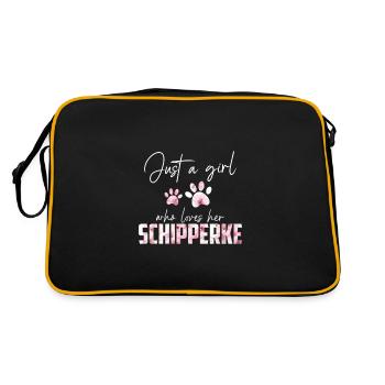 Schipperke - Retro Tasche - Schwarz/Gold - Hinten