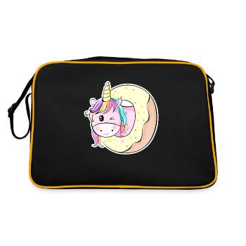 Niedliches Pferdchen Einhorn Unicorn - Retro Tasche - Schwarz/Gold - Hinten