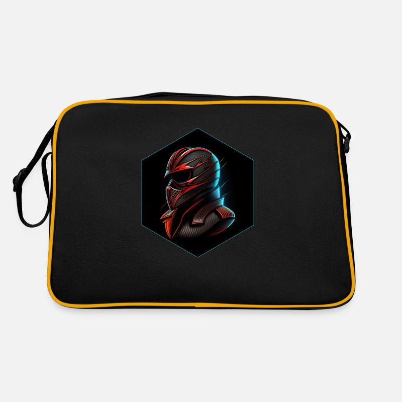 Biker Helm - Retro Tasche - Schwarz/Gold