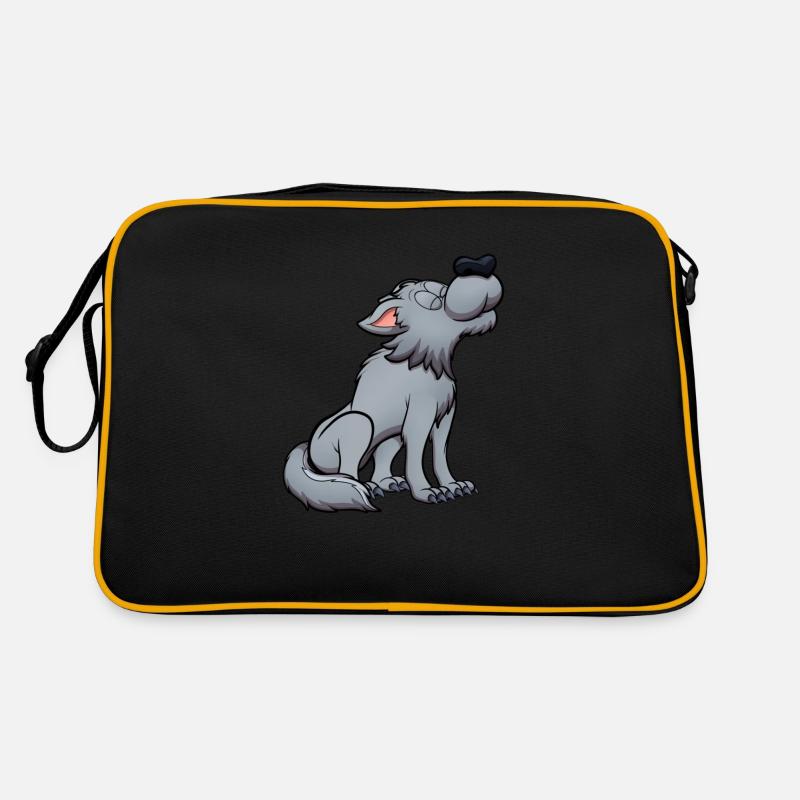 Heulender Wolf - Retro Tasche - Schwarz/Gold