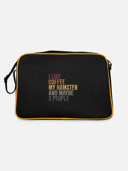 I like coffee my hamster & maybe 3 people - Retro Bag - black/gold - Back