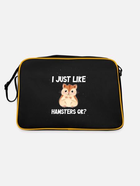 I just like Hamsters ok? - Retro Tasche - Schwarz/Gold - Hinten