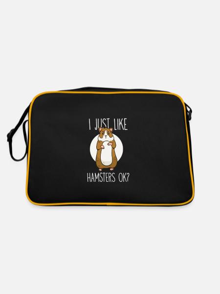 I just like Hamsters ok? - Retro Tasche - Schwarz/Gold - Hinten