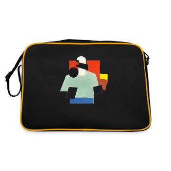 Virtuelle Realität - Suprematismus-Stil - KI Kunst - Retro Tasche - Schwarz/Gold - Hinten