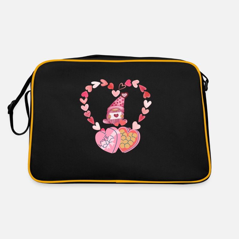 Liebevoller Zwerg mit einer Liebesnachricht - Retro Tasche - Schwarz/Gold