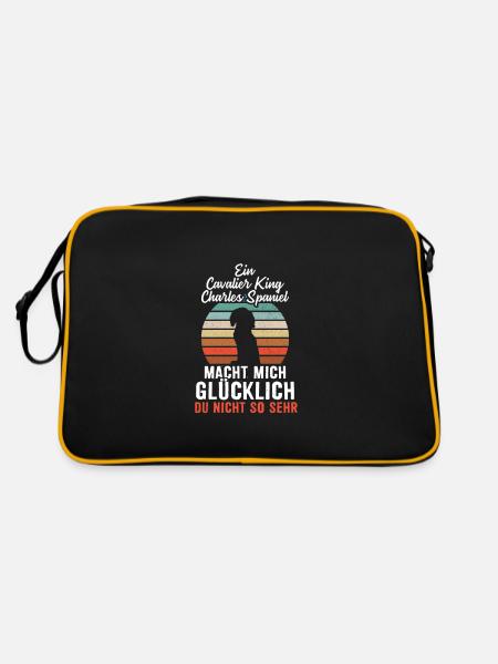 Ein Cavalier macht mich glücklich - Retro Tasche - Schwarz/Gold - Hinten