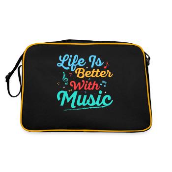 Life Is Better With Music School Music Teacher - Retro Bag - black/gold - Back
