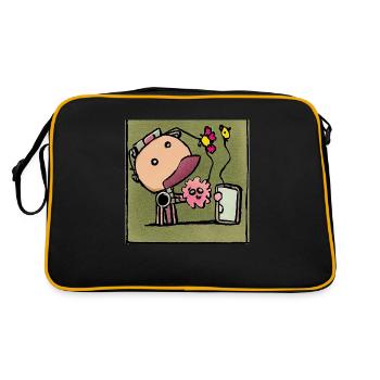 Süße Ente macht Selfies - Retro Tasche - Schwarz/Gold - Hinten