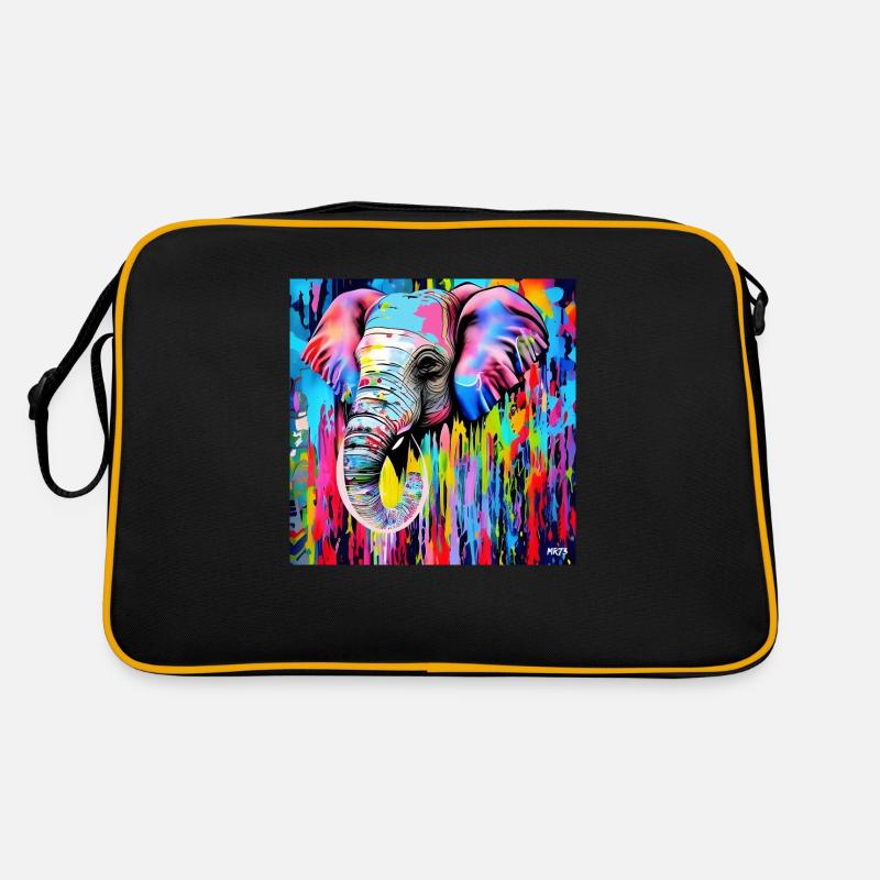 help_for_elephants_12 - Retro Tasche - Schwarz/Gold