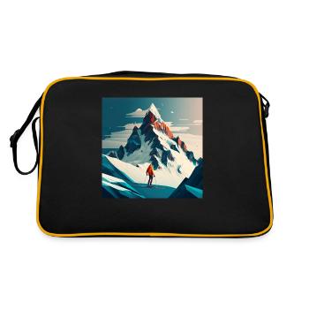 Illustration mountain skier, ski slope - Retro Bag - black/gold - Back