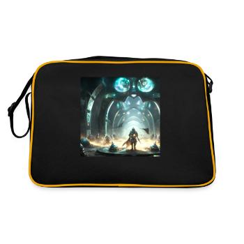 Sci-fi kampf digital art - Retro Tasche - Schwarz/Gold - Hinten