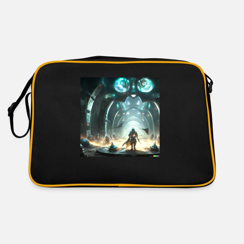 Sci-fi kampf digital art - Retro Tasche - Schwarz/Gold