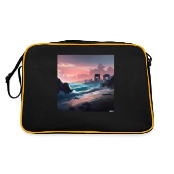 Futur art numérique de plage dystopique - Sac Retro - noir/or - Dos