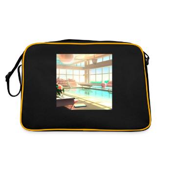 A sun-drenched lounge area digital art - Retro Bag - black/gold - Back