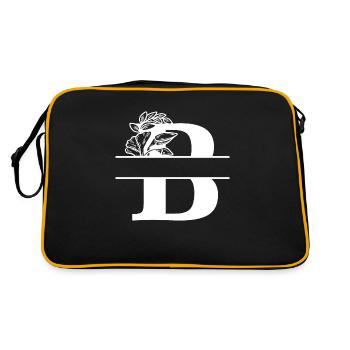 Personalisierter floraler B-Brief - Retro Tasche - Schwarz/Gold - Hinten