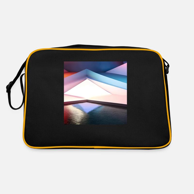 Geometrisch, 3D Digital Art Design - Retro Tasche - Schwarz/Gold