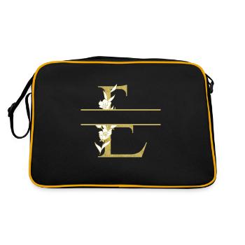 lettre e doré floral personnalisé - Sac Retro - noir/or - Dos