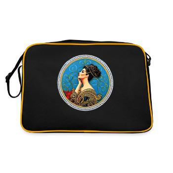 Woman Badge ArtNouvaue 13 - Retro Tasche - Schwarz/Gold - Hinten
