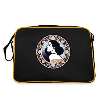 Woman Badge ArtNouvaue 08 - Retro Tasche - Schwarz/Gold - Hinten