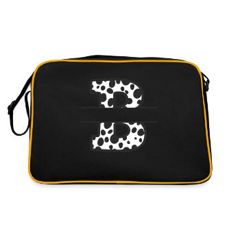 Letter B benutzerdefiniertes Kuhmuster - Retro Tasche - Schwarz/Gold - Hinten