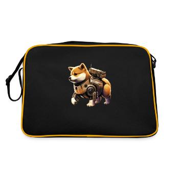 Shiba Inu style mecha too cute, illustration ja - Retro Bag - black/gold - Back