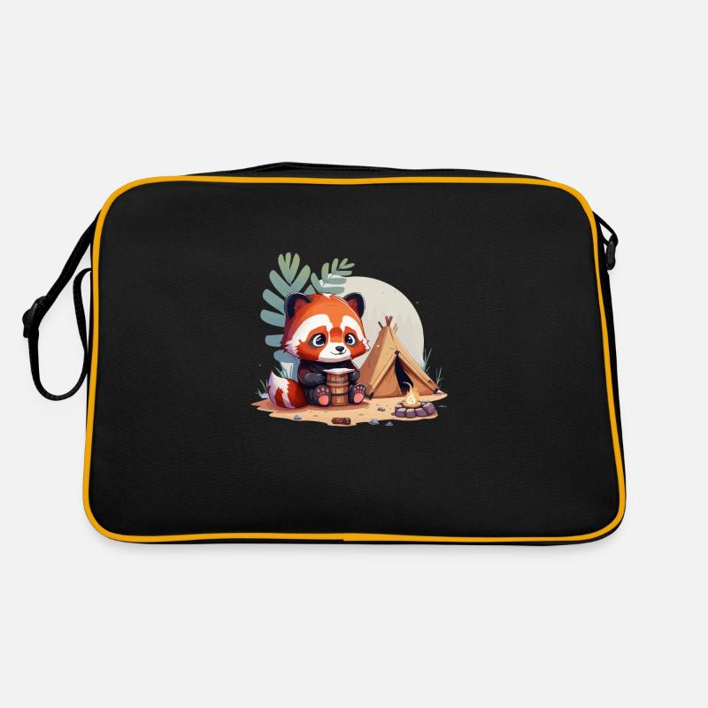 red panda camping - Retro Bag - black/gold