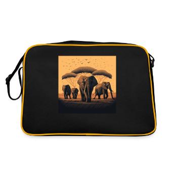 Cadeau paisible de troupeau d’éléphants - Sac Retro - noir/or - Dos