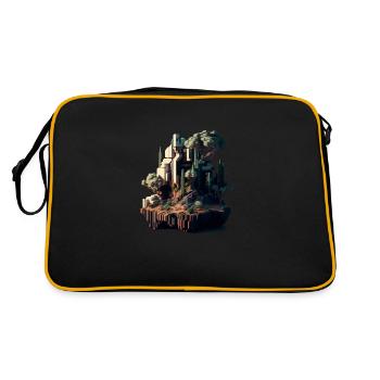 Voxel futuristic landscape - Retro Bag - black/gold - Back