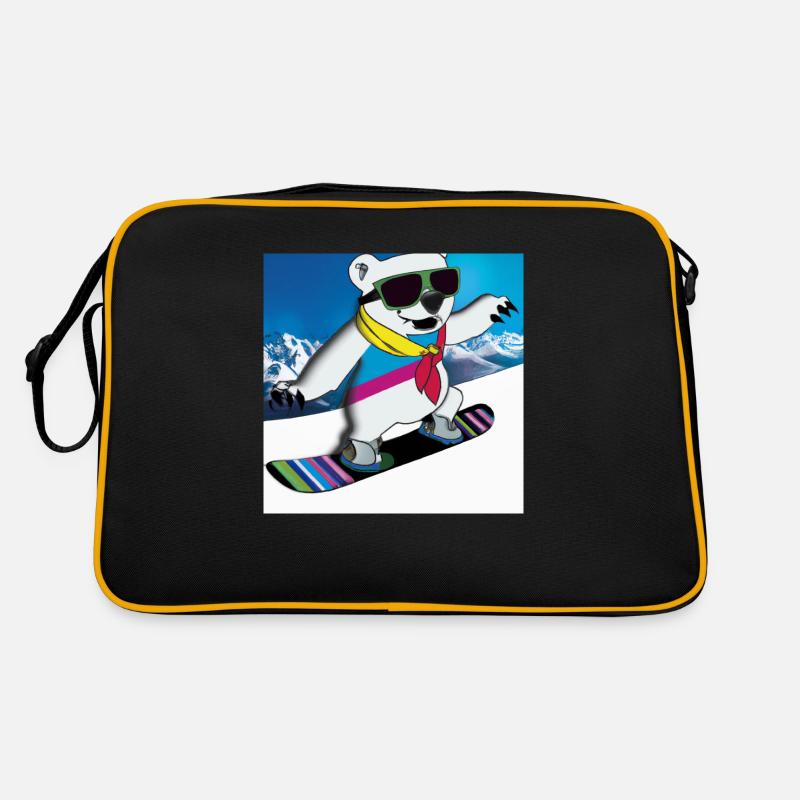 Cool Polar Bear Rides Snowboard Gift Retro Bag