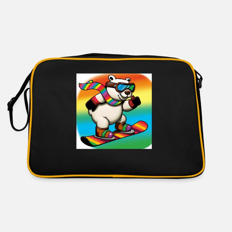 Cool Polar Bear Rides Snowboard V3 Gift - Retro Bag - black/gold