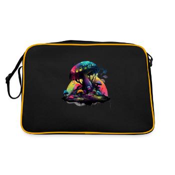 Trippy Magic Mushroom Artwork avec aquarelles - Sac Retro - noir/or - Dos