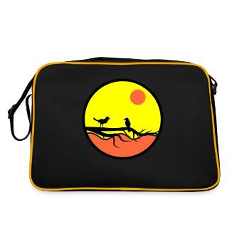 birds - Retro Tasche - Schwarz/Gold - Hinten