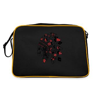 crâne avec une coiffe indienne noir et rouge - Sac Retro - noir/or - Dos