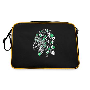 crâne avec coiffe indienne blanc et vert - Sac Retro - noir/or - Dos