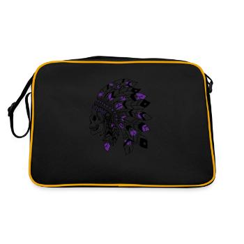 crâne avec coiffe indienne noir et violet - Sac Retro - noir/or - Dos