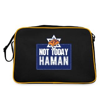 Not Today Haman Purim Judentum - Retro Tasche - Schwarz/Gold - Hinten