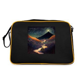 Motif dessin paysage chinois japonais - Sac Retro - noir/or - Dos