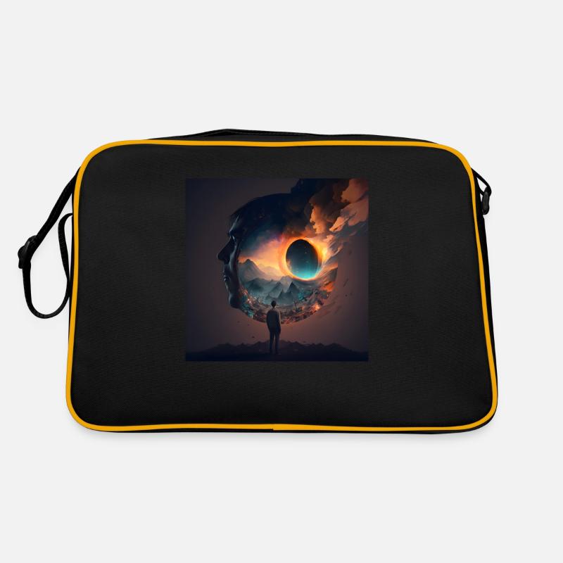 Boy Looking Through a Head - Retro Bag - black/gold
