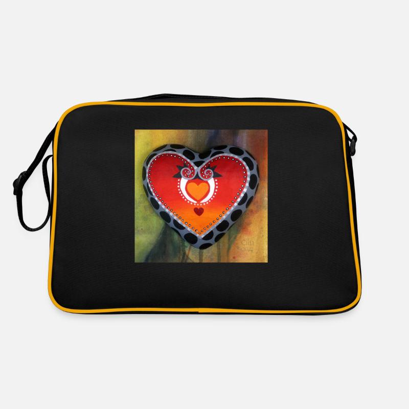herz - Retro Tasche - Schwarz/Gold