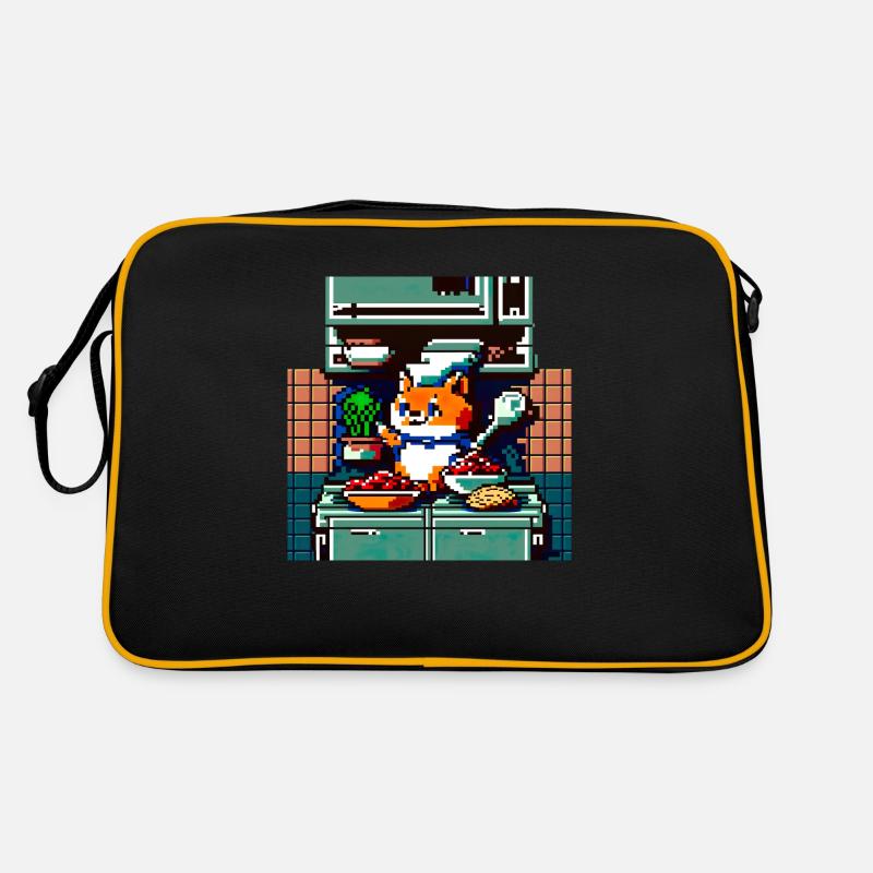cooking cat in 8 bit as a chef in the kitchen Retro Bag
