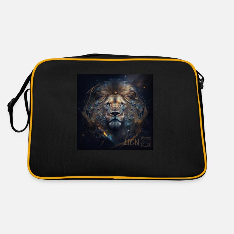T-Shirt Sternzeichen Löwe schwarz gestreift Retro Tasche