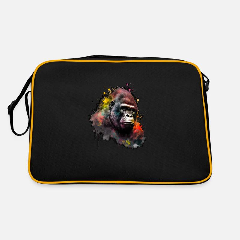 Abstract Gorilla n°3 - Retro Tasche - Schwarz/Gold