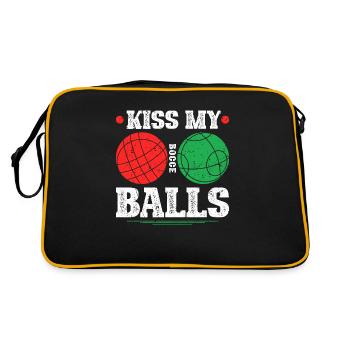 Kiss My Bocce Balls, Funny Bocci - Retro Tasche - Schwarz/Gold - Hinten