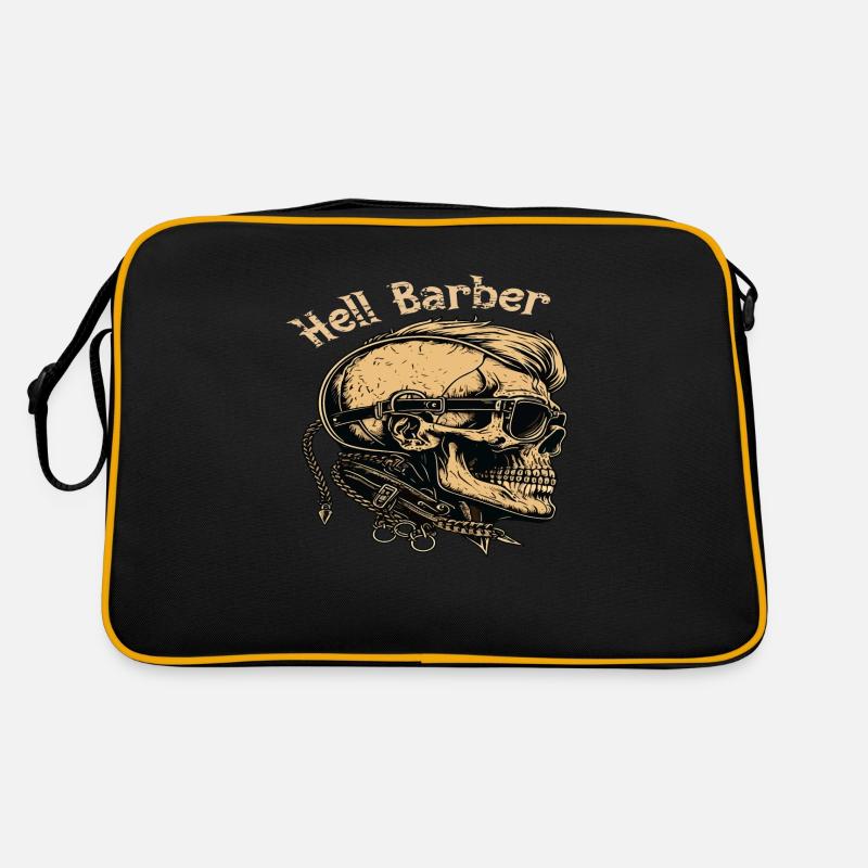 Hell Barber Skull Totenkopf - Sac Retro - noir/or