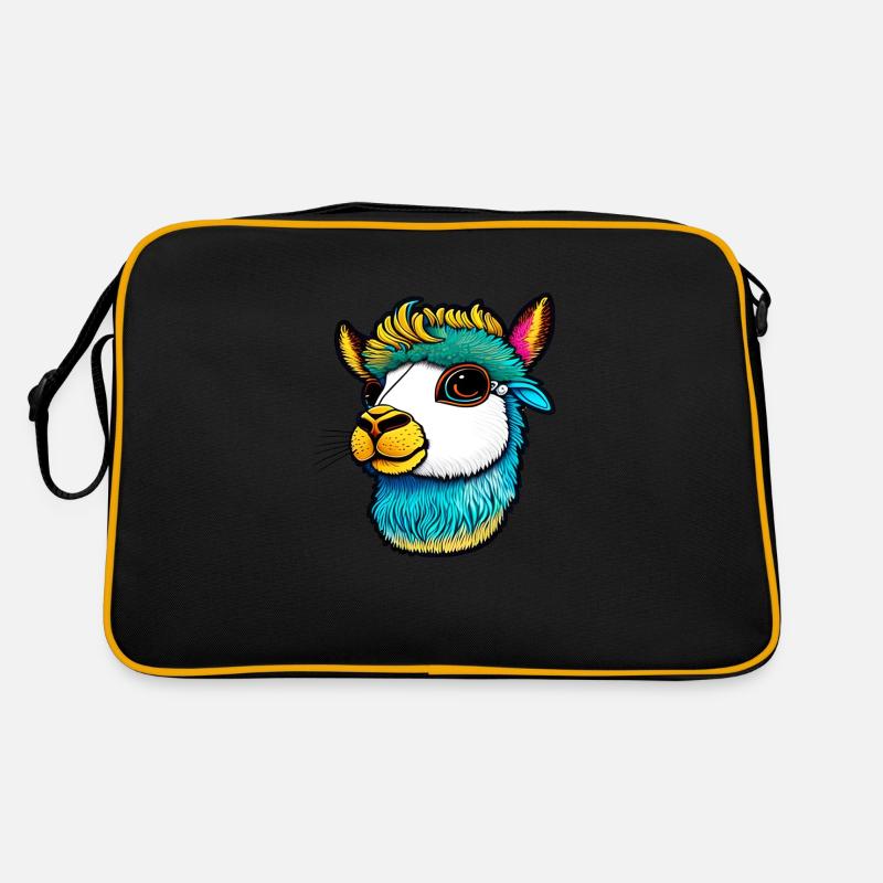 cute lama - Retro Tasche - Schwarz/Gold