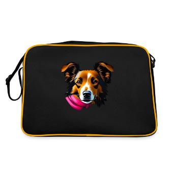 cute dog - Retro Tasche - Schwarz/Gold - Hinten