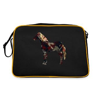 Pferd - Retro Tasche - Schwarz/Gold - Hinten
