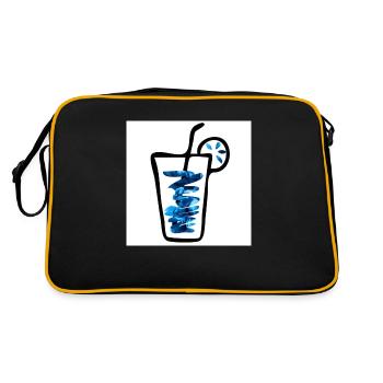 Drink blue - Retro Tasche - Schwarz/Gold - Hinten